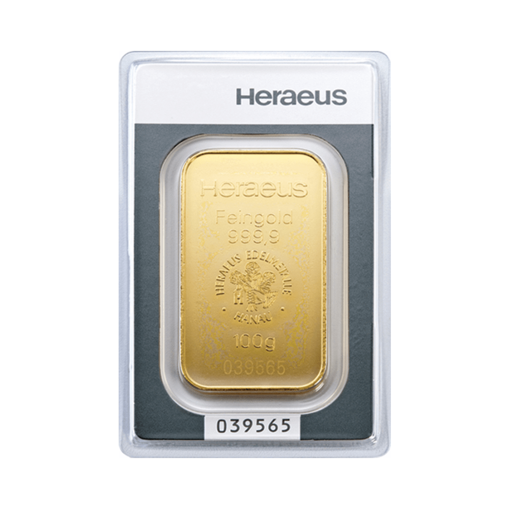 Złota sztabka Au999,9 Heraeus / Argor-Heraeus 100g - obrazek 2