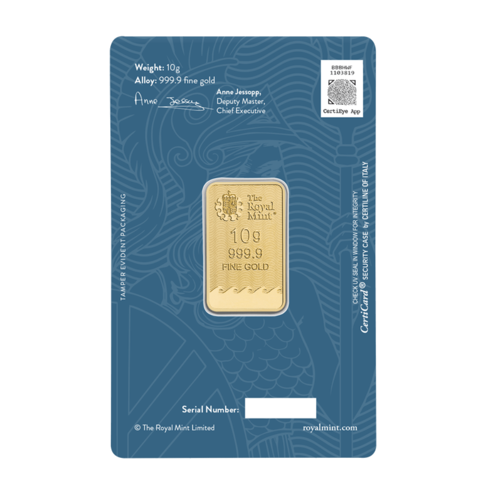 Złota sztabka - Gold bar Au999.9 The Royal Mint - Britannia 10g - obrazek 2